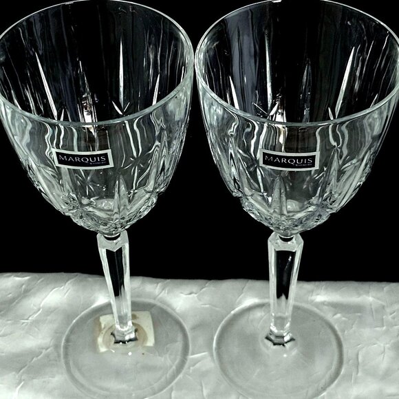 2 Waterford Sparkle Wine Glasses 8.2" Marquis fine Crystal toasting goblets vtg - Picture 5 of 8